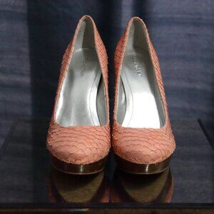 Calvin Klein Peach Fish Scale Platform Heels 8.5